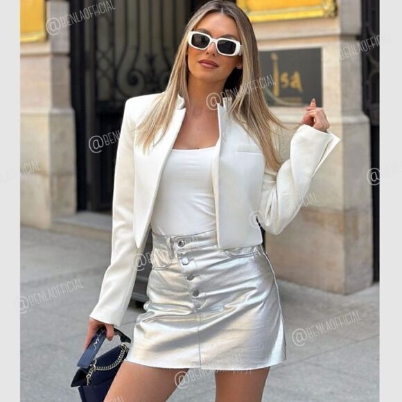 Zara Dresses & Skirts - ZARA SKIRT SILVER METALLIC